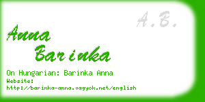 anna barinka business card